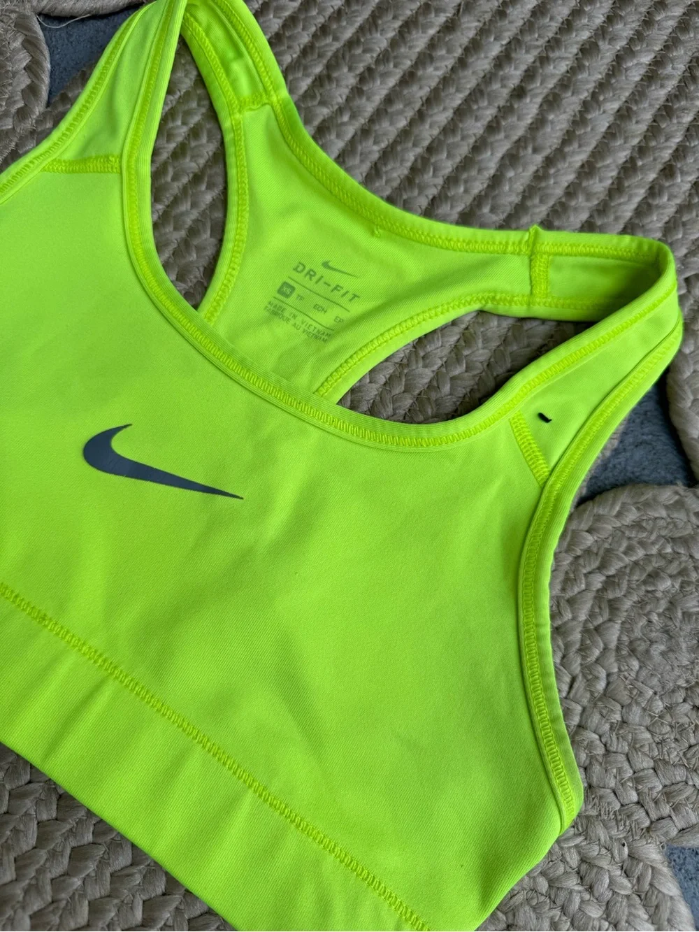 Nike Neon Yellow Green Dri-FIT Athletic Sports Bra Size XS